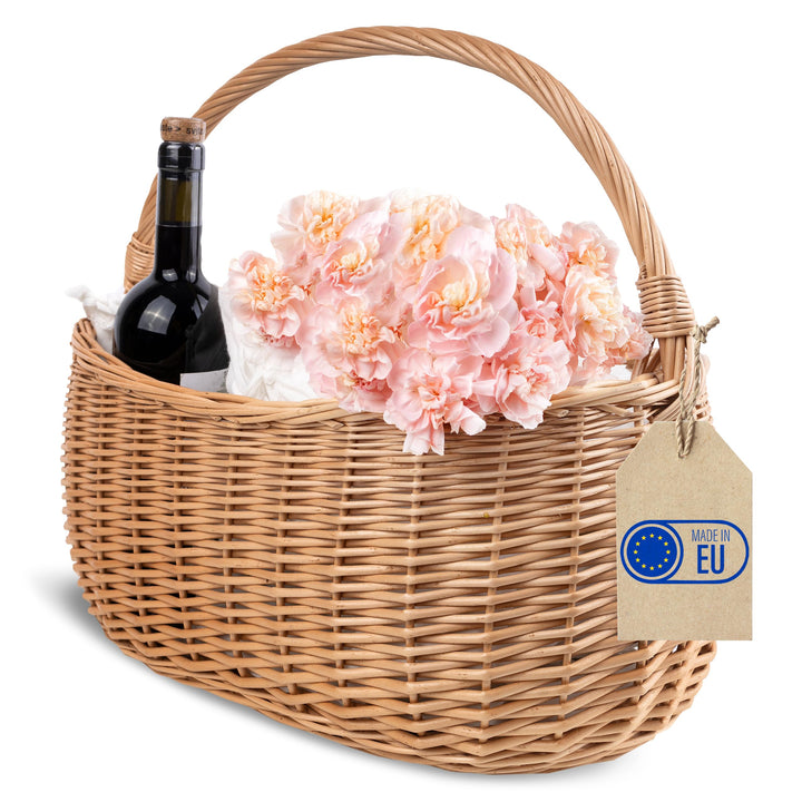 Creative Home Einkaufskorb Weidenkorb mit Henkel Picknickkorb | 45 x 26 x 41 cm (+/- 2 cm) | Handgef