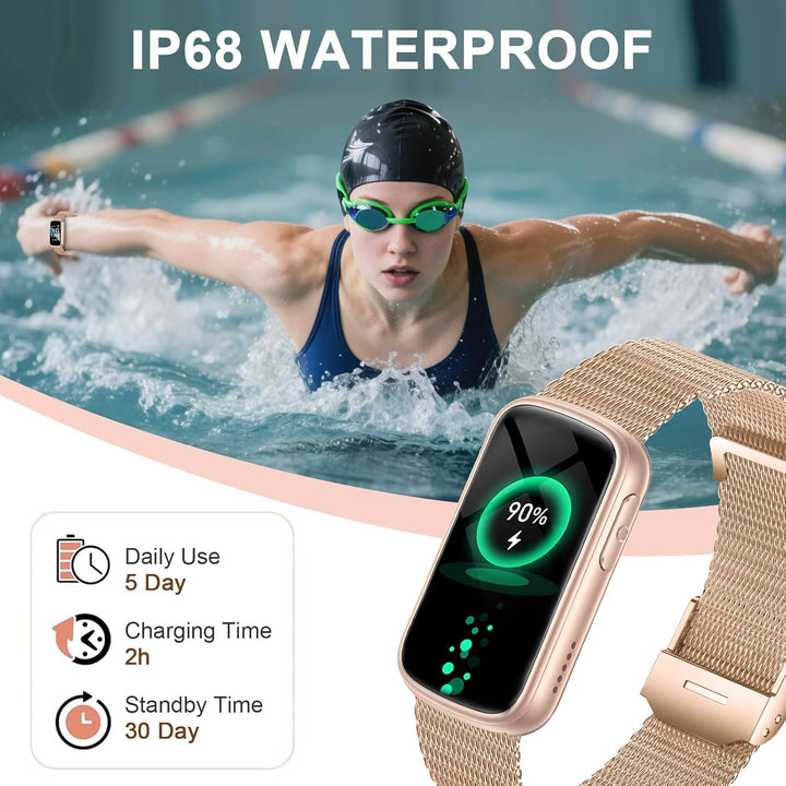 Smartwatch Damen,Bluetooth-Anruf,Herzfrequenz-/Schlafmonitor/SpO2,130+ Sportmodi, 1,47&
