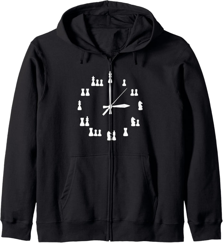 Schachspieler Geschenk Schachfiguren Schachuhr Schachmotiv Kapuzenjacke