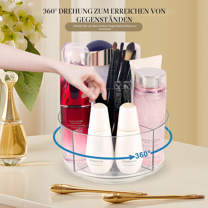 360° Drehbarer Make up Organizer, Transparenter Lazy Susan Organizer für Waschtisch, Kosmetikvitrine
