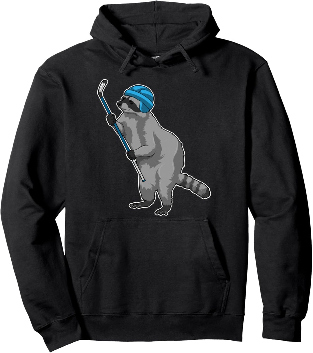 Waschbär Eishockey Eishockeyschläger Sport Pullover Hoodie
