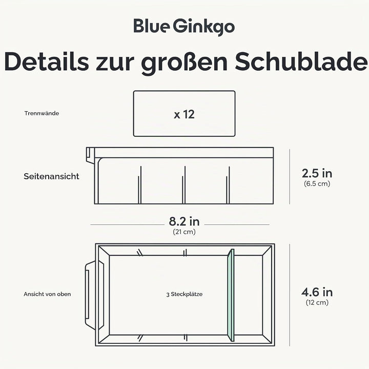 BLUE GINKGO Grosser Aufbewahrungsschrank mit 12 Schubladen – stapelbare Perlen- und Bastelaufbewahru