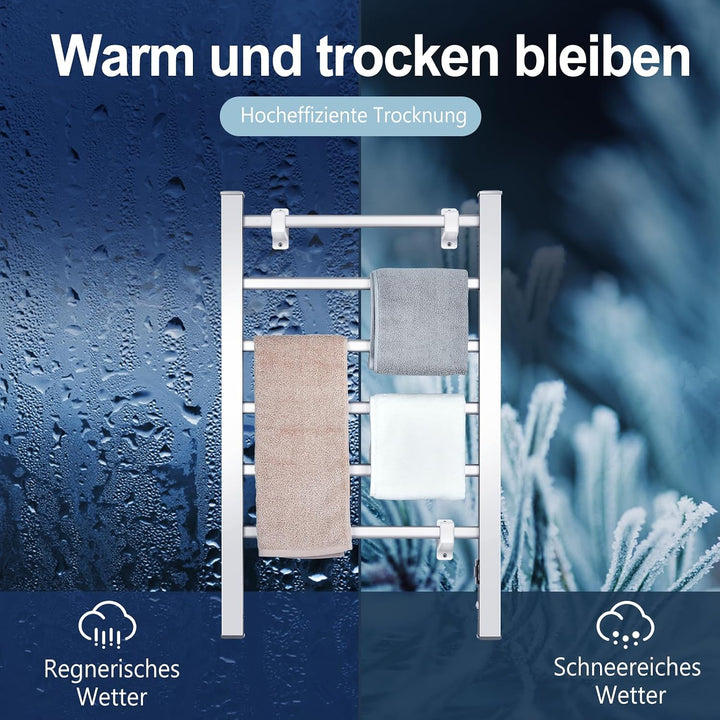 RELAX4LIFE Handtuchheizkörper elektrisch, Badheizkörper freistehend oder Wandmontage, 2-in-1 Handtuc
