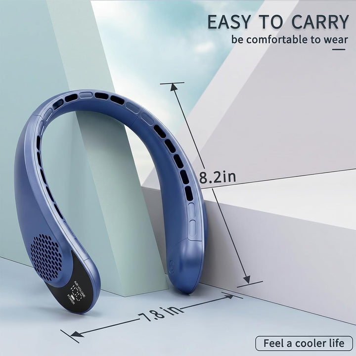 ASNUG Tragbarer Halsventilator, blattloser Halsventilator Blau, Blau