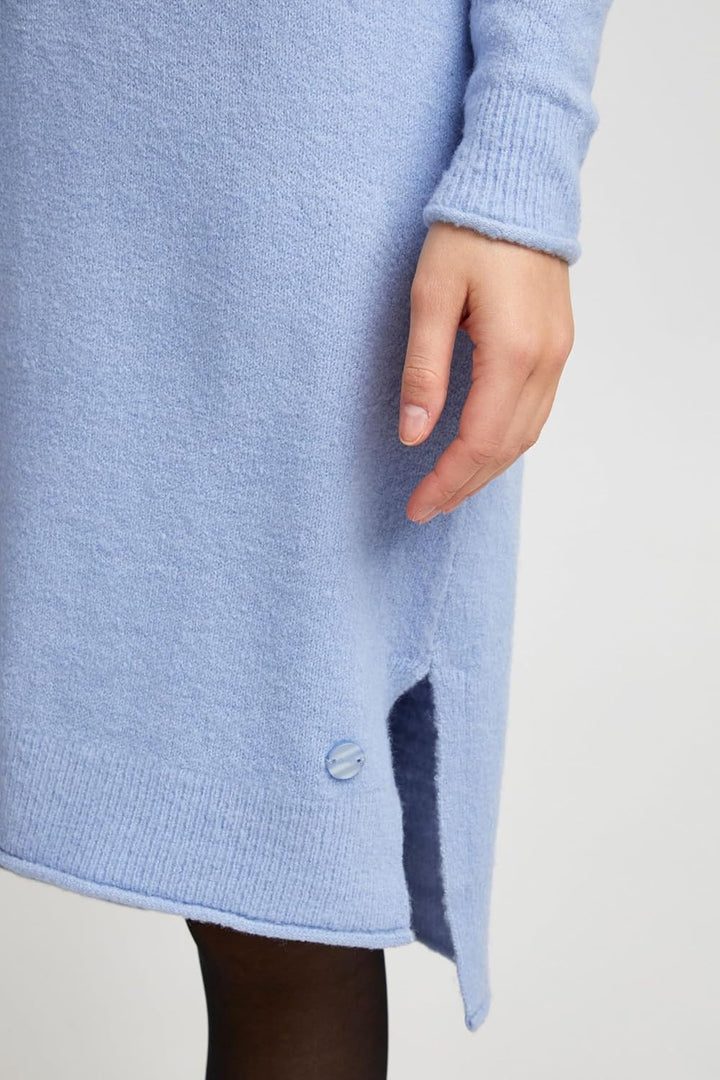 OXMO OXIda Damen Strickkleid Feinstrickkleid Kleid, Brunnera Blue Melange (1639221)