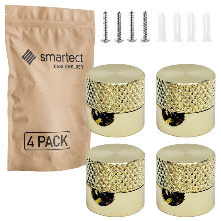 smartect Aluminium Wand- und Deckenpins für Textilkabel [4 Stück, Geriffelt, Gold] Deckenbefestigung