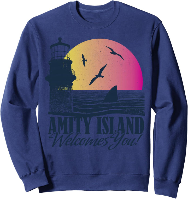 Jaws Amity Island Welcomes You Shark Fin Sunset Sweatshirt