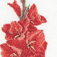 Thea Gouverneur - Kreuzstich-Set - Roter Gladiolus - Aida - 18 Count - Für Erwachsene - 3073A, Roter