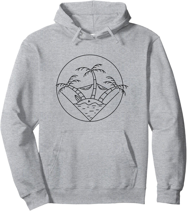 Retro Meer Palmen Surfen in Schwarz Weiss Pullover Hoodie