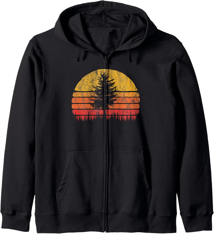 Retro Sun Minimalist Pine Tree Vintage Graphic Kapuzenjacke