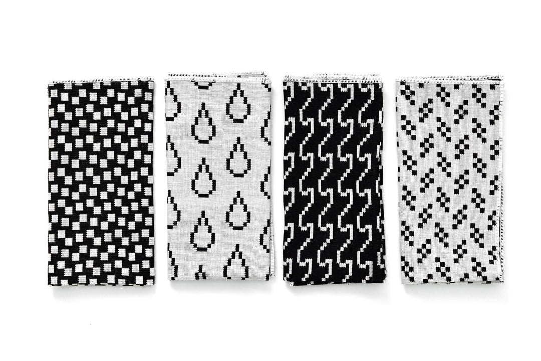 Areaware BITMAP Textiles | 4 SERVIETTEN | Susan Kare (Schwarz-Weiss), Schwarz-weiss