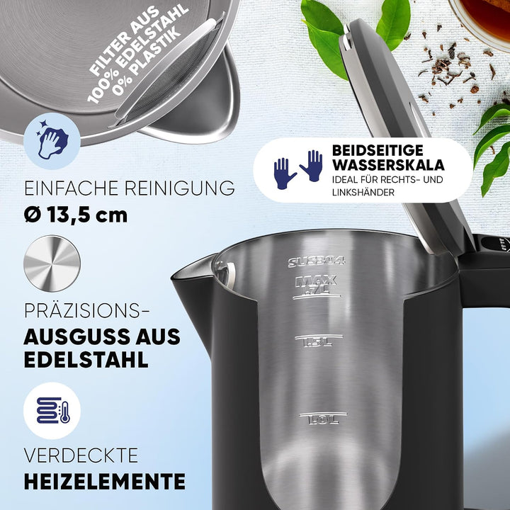 Stillstern Wasserkocher mit Temperatureinstellung [1,7L | 40-55-70-85-100°C], 12 Std. Warmhalten, Pr