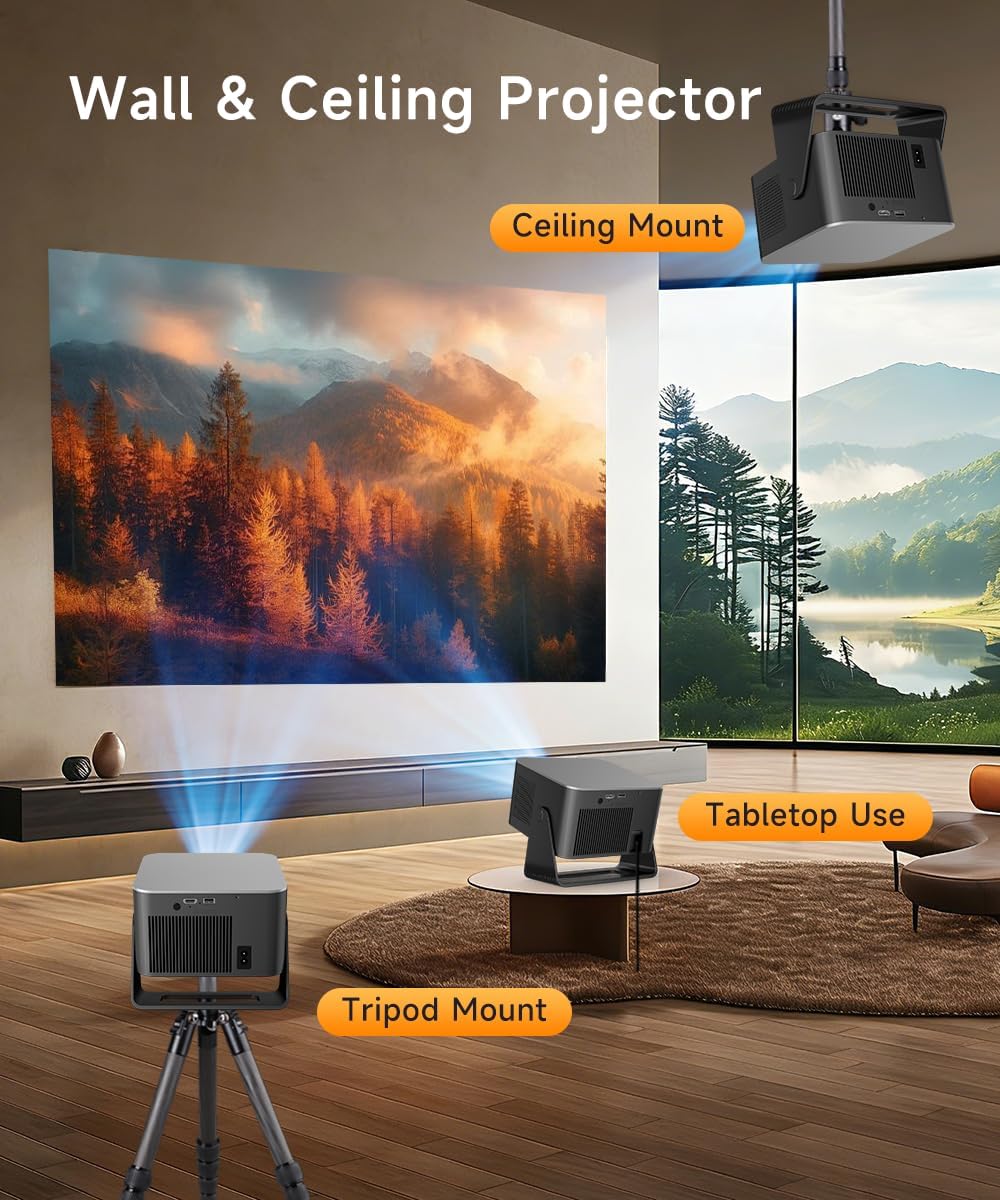Magcubic Mini Beamer 4K 8K 1080P Supported, Portable Projektor mit Android 14,WiFi 6 Bluetooth 5.4,