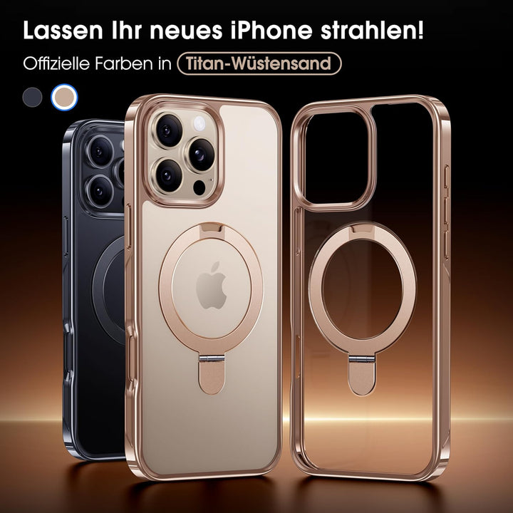 CASEKOO Original Titan Wüstensand für iPhone 16 Pro Max Hülle mit MagSafe-Ständer [Kratzfest &amp; vergi