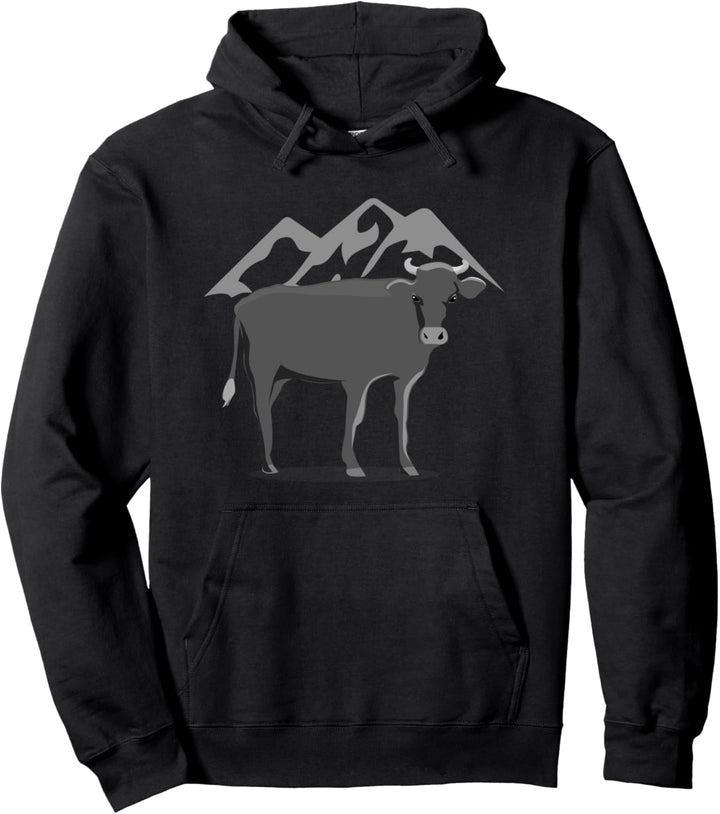 Kuh Grauvieh Rind Gebirge Tier Landwirt Berge Bauer Geschenk Pullover Hoodie