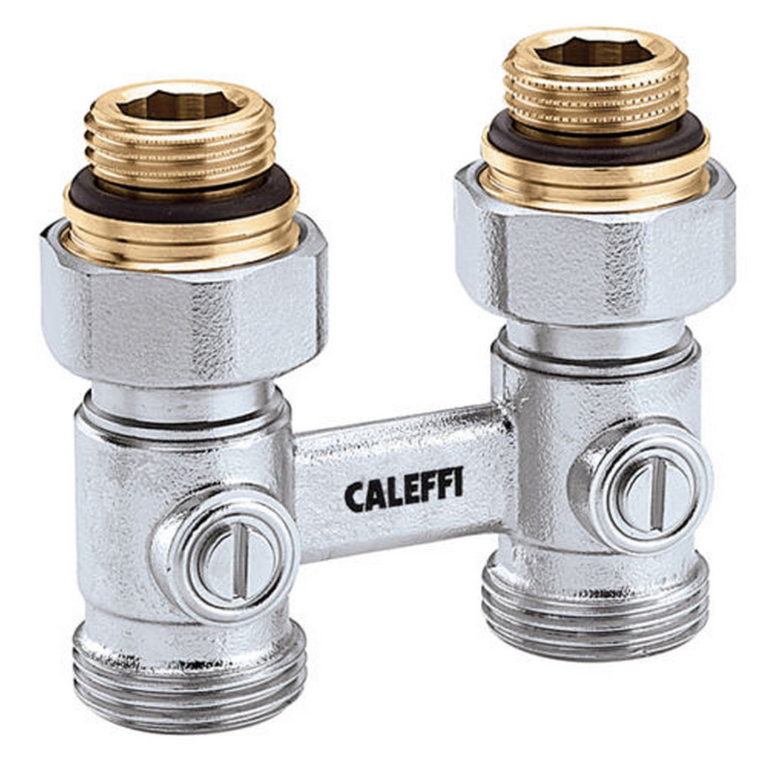 Caleffi Hahnblock DN 20 (3/4"x3/4") Durchgang für Zweirohranschluss, 2er Set