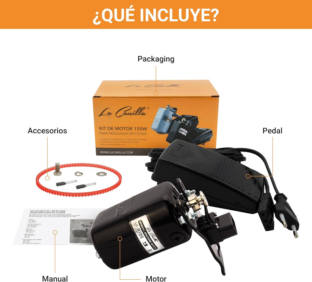 La Canilla ® - Nähmaschinenmotor 150W 8.000RPM (Schwarz) | Nähmaschine Motor für Singer, AEG, Victor