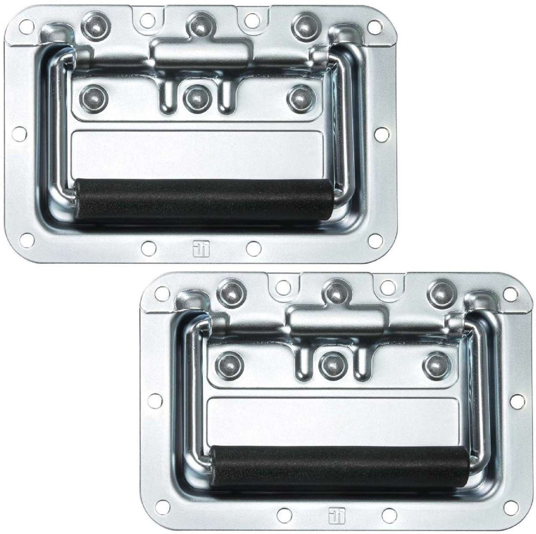 Adam Hall Hardware 34082 M2 AH - 2er Set Klappgriff/Kistengriff gefedert silber in 8 mm Einbauschale