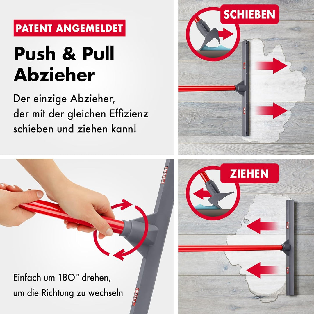 Tyroler Schiebe &amp; Zieh Wasserschieber Bodenabzieher | 44cm Silikonkopf Abzieher Boden | Wasserschieb