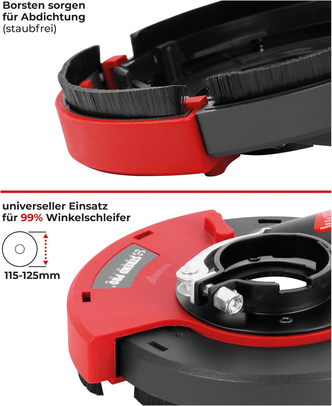 STREND PRO Absaughaube für Winkelschleifer 125mm / 115mm | Universal Fit | Flex Absaugung für Diaman
