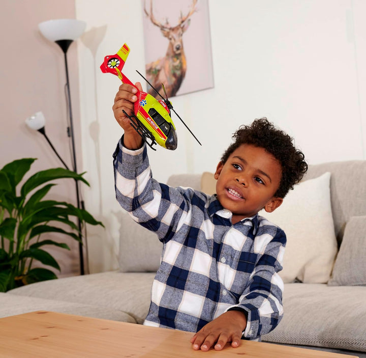 Majorette - Rettungs-Helikopter Airbus H135 (rot/gelb, 25,5 cm) - grosser Spielzeug-Hubschrauber mit