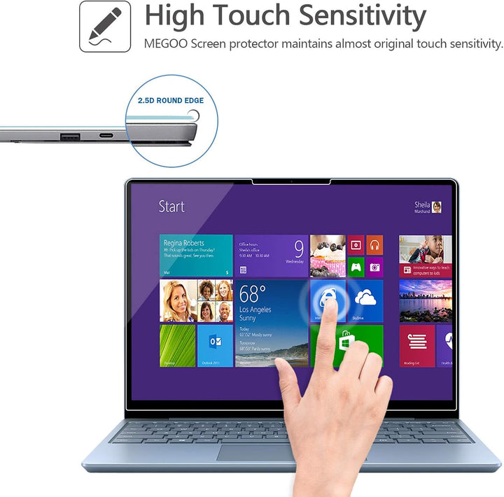MEGOO [2 Stück] Glas Displayschutzfolie für Microsoft Surface Laptop Go 2 12,4 Zoll 2022-Version und