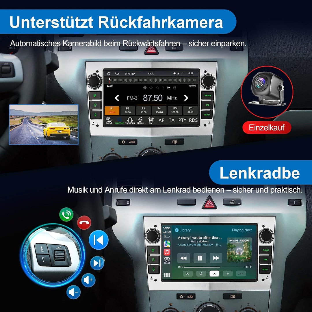 DAB Autoradio für Opel Wireless CarPlay Android Auto 7Zoll Bildschirm Radio Silber, Silber