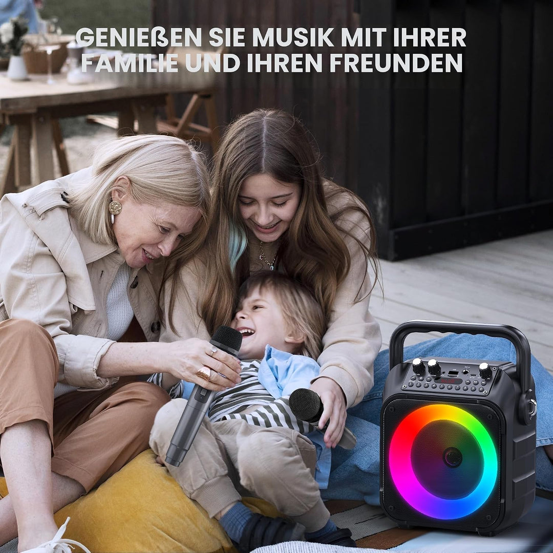 Wowstar Tragbare Karaoke Maschine mit 2 kabellose Mikrofone, Bluetooth Lautsprecher Box für Erwachse