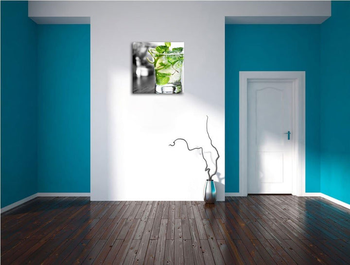 Pixxprint Pfefferminzcocktail als Leinwandbild/Grösse: 70x70 cm/Wandbild/Kunstdruck/fertig bespannt,
