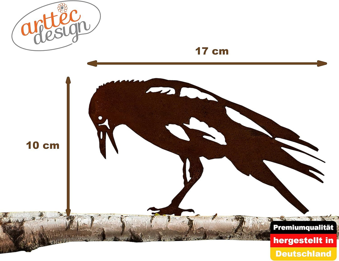 ARTTEC Rabe Vogel (Deko) (2er Set Edelrost) - hochwertige Gartendeko aus Metall - Rost Deko für Gart