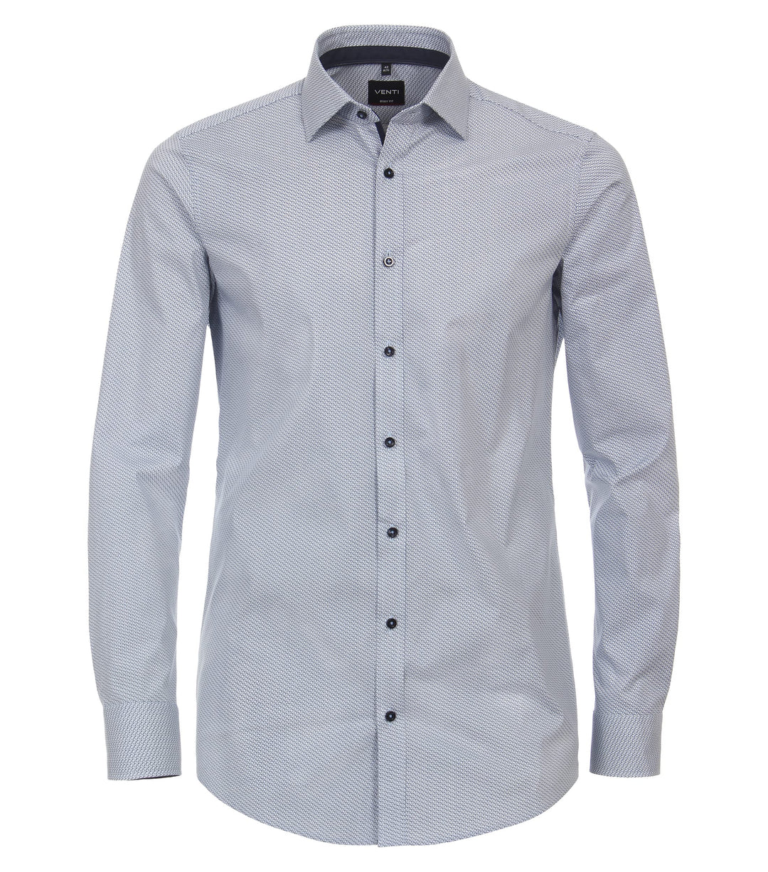Venti Businesshemd Print Body Fit Standard 36 Mittelblau, Standard 36 Mittelblau