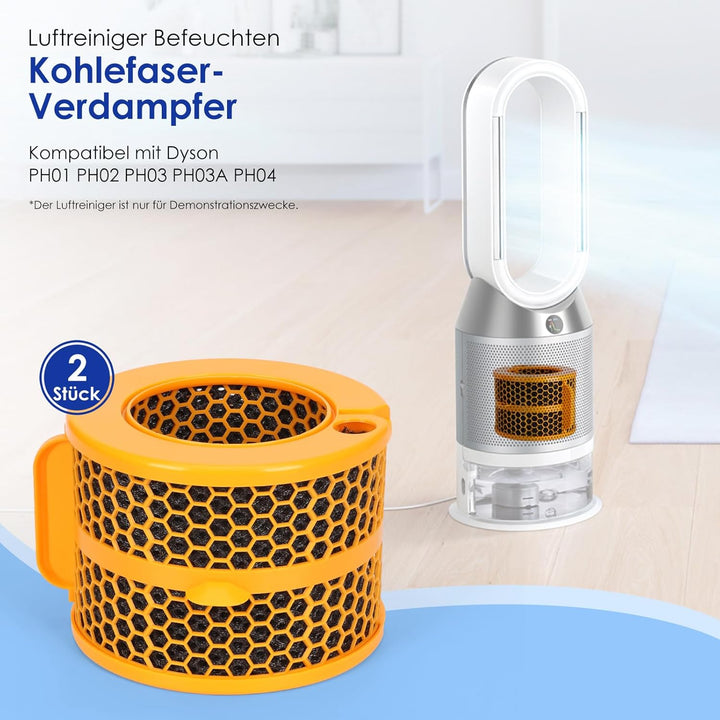 2er-Pack Luftreiniger Kohlefaser Verdampferfilter für Dyson Verdunster Ph01 Ph02 Ph03 Ph04 Ph3a Pure
