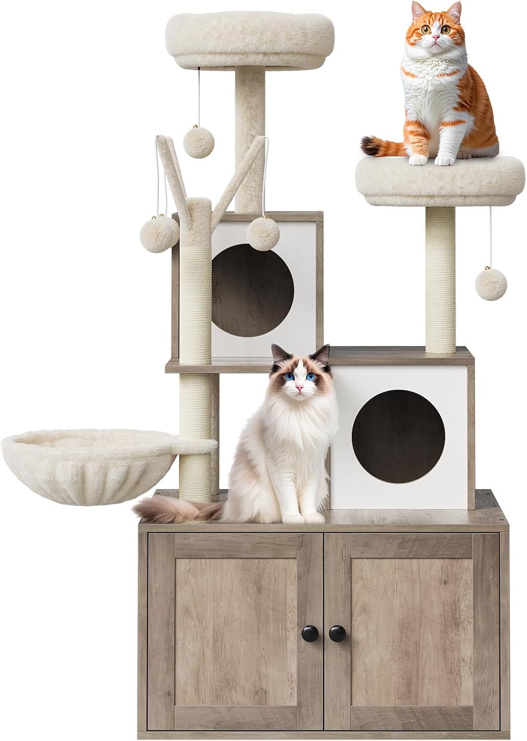 Kratzbaum Gross Mit Katzentoilettengehäuse, Versteckte Katzentoilette Mit Sisal-Kratzbaum Und Weiche
