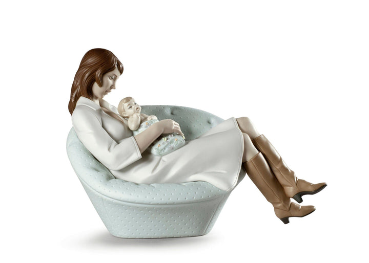 LLADRÓ Figur Mit Mutti Schlafen. Mutter. Porzellan.