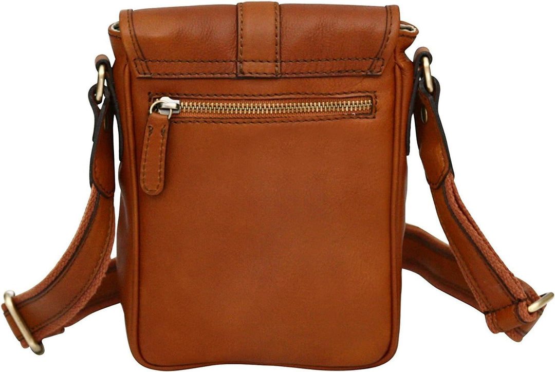 Unisex Kleine Schultertasche aus Echtleder Hellbraun, Hellbraun