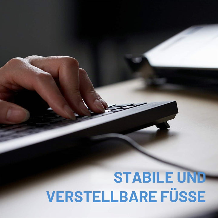 Perixx PERIBOARD-426 Mini-Tastatur mit niedrigem Profil und USB-Kabel, Schwarz, spanische Konfigurat