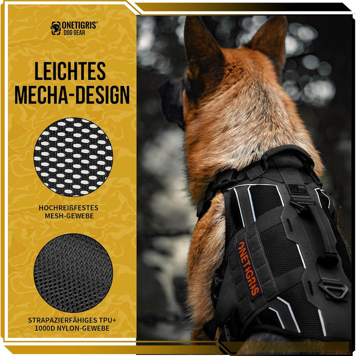 OneTigris Hundegeschirr, AIRE Armor Mesh Einstellbar Sicherheitsgeschirr mit 2 Griffe und 3 D-Ringen