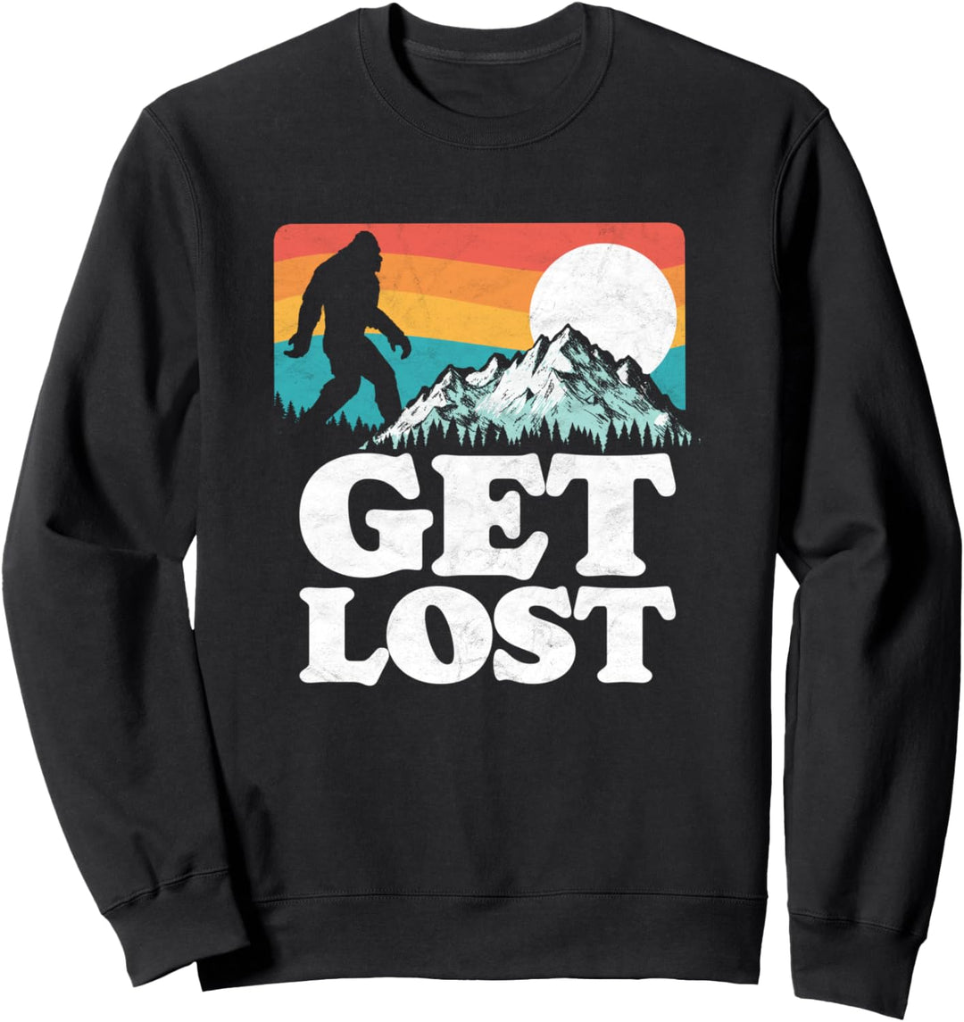 Get Lost Bigfoot Mountains Outdoor 80s Graphic Sweatshirt