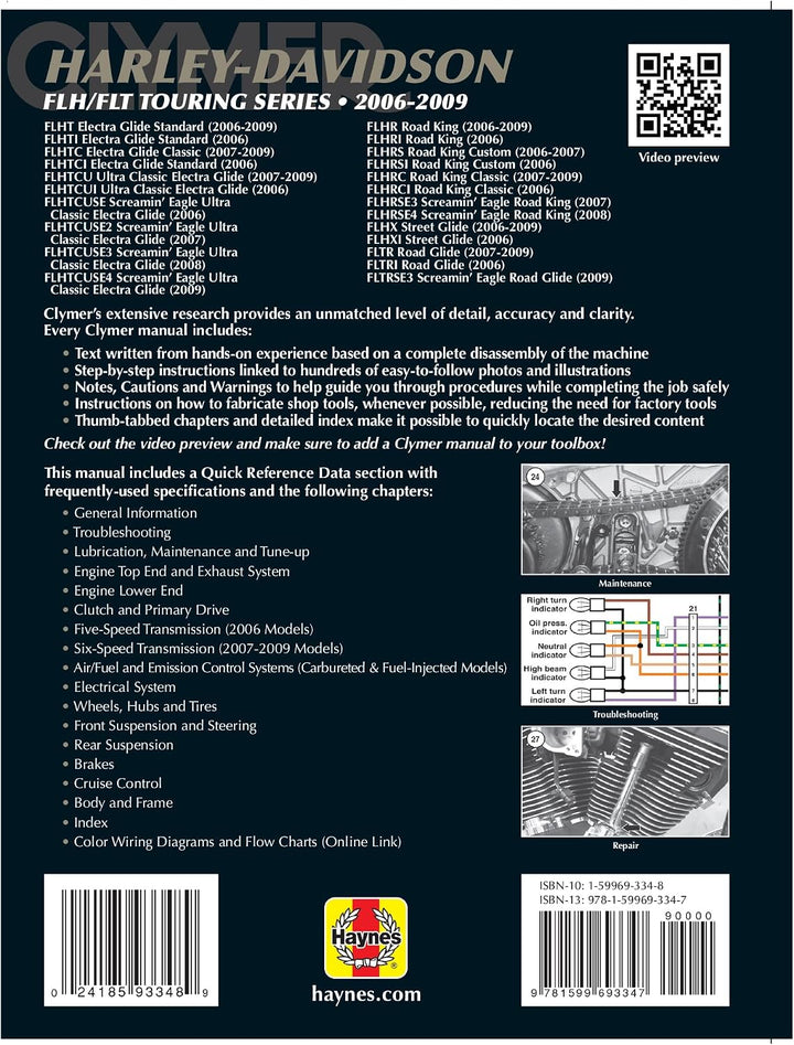 Harley-Davidson Road King, Electra Glide &amp; Screaming Eagle (2006-2009) Clymer Repair Manual (Clymer