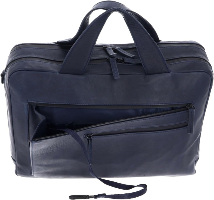 Leonhard Heyden Den Haag - Aktentasche 2 Fächer Leder 15" 40 cm Blau, Blau