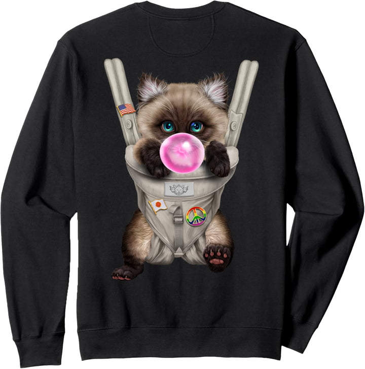 Siamesische Katze mit Kaugummi in der Babytrage Sweatshirt