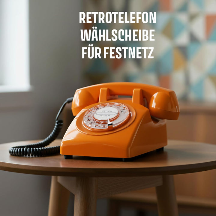 Opis Technology 60s Cable Retro Telefon mit Wählscheibe – Klassisches Festnetztelefon, mechanische M