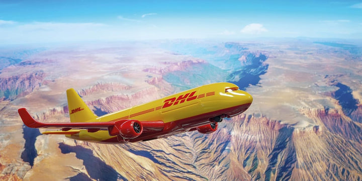 DHL Frachtflugzeug mit Zubehör (blau/weiss)