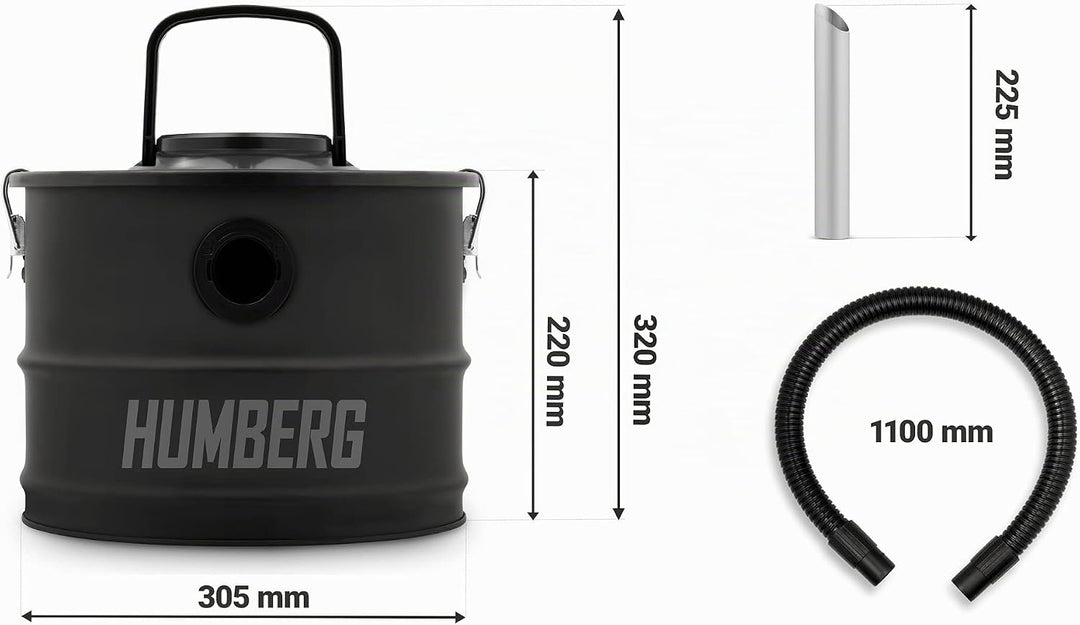 Humberg 15L 1200W HM-404 Trockensauger für Asche und Schutt Beutellos