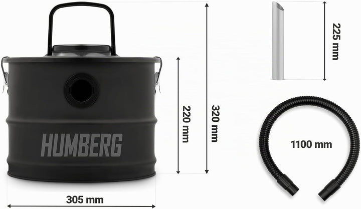 Humberg 15L 1200W HM-404 Trockensauger für Asche und Schutt Beutellos
