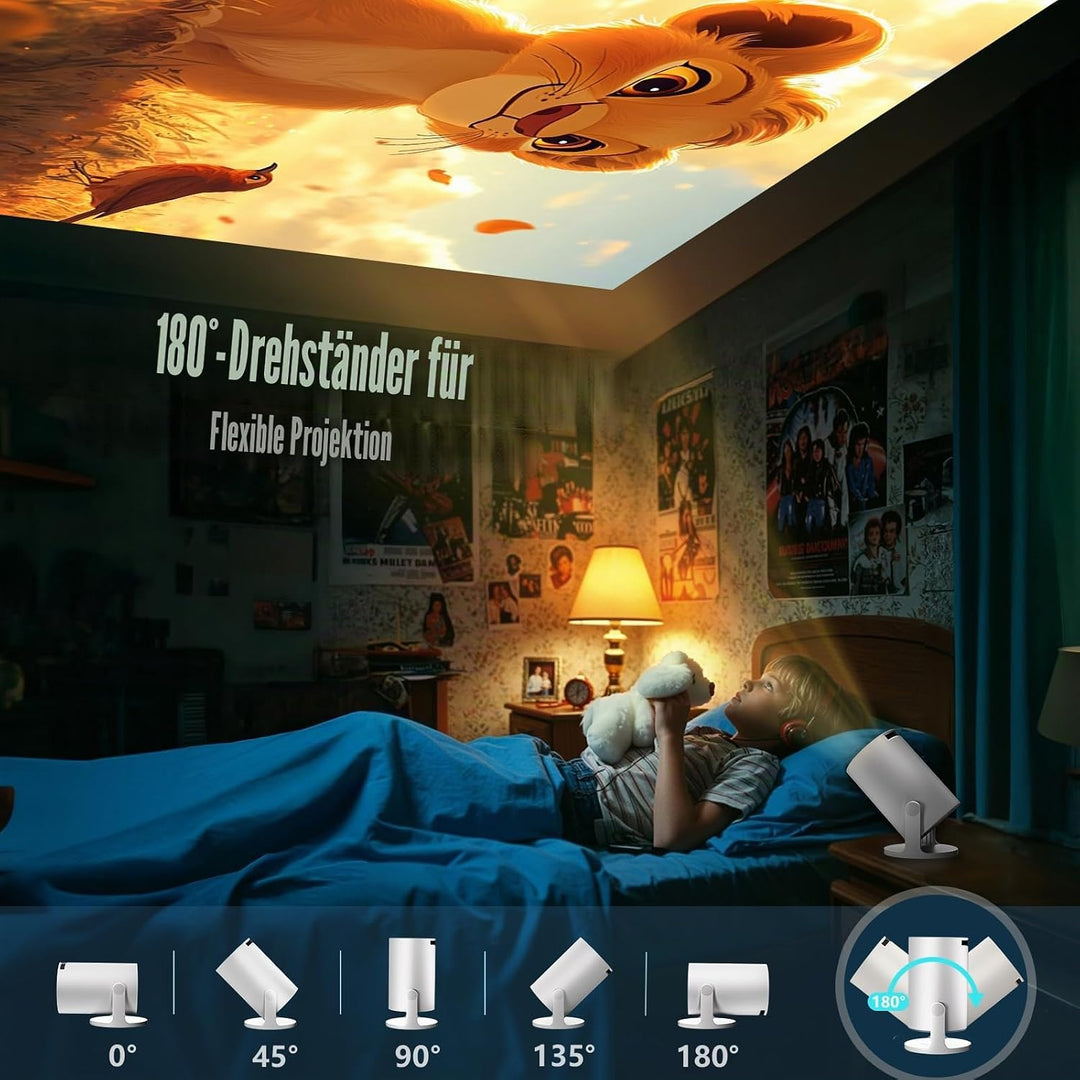 Mini Beamer Unterstützt 1080P [Android 11 &amp; Auto Trapezkorrektur] AKIYO O2 Smart Projektor mit WiFi