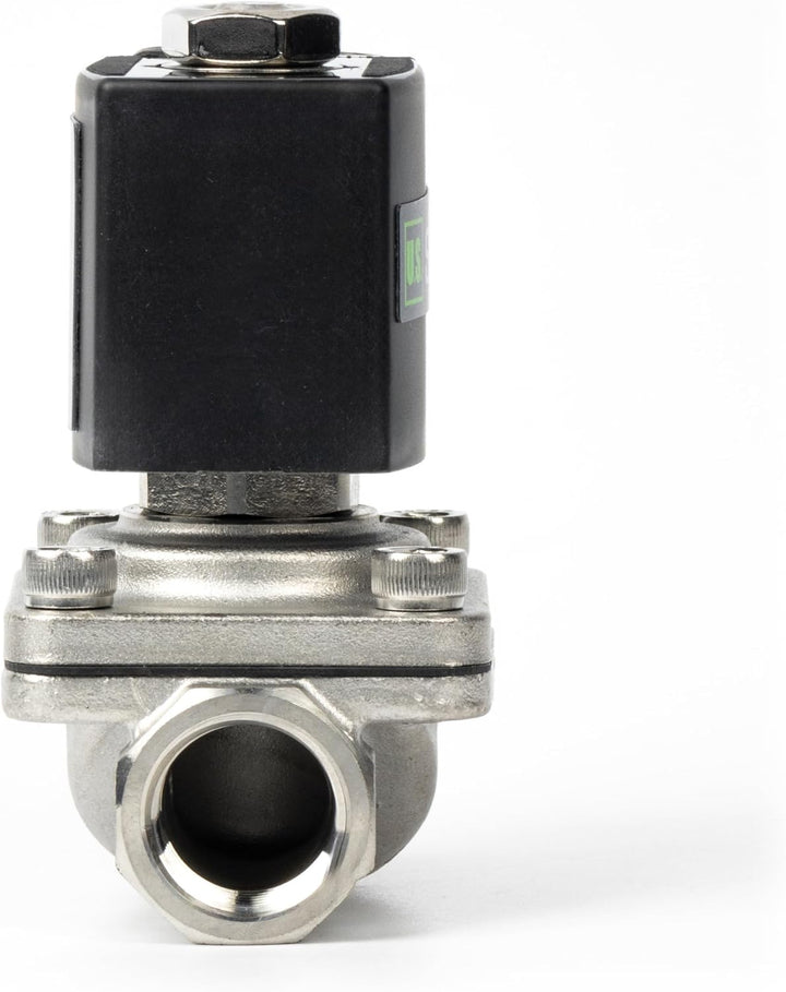 U.S. Solid 1/2" Magnetventil - Edelstahl DC 12V mit Viton-Dichtung, stromlos geschlossen, Anschlussd