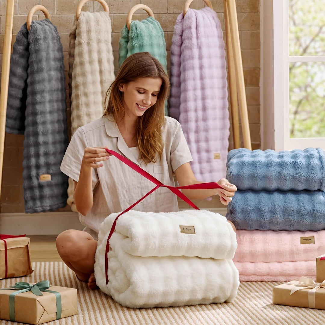 BEDSURE Bubble Decke - Kuscheldecke Flauschig, Sofadecke, Wolldecke &amp; Fleecedecke, Weiche Warme Deck
