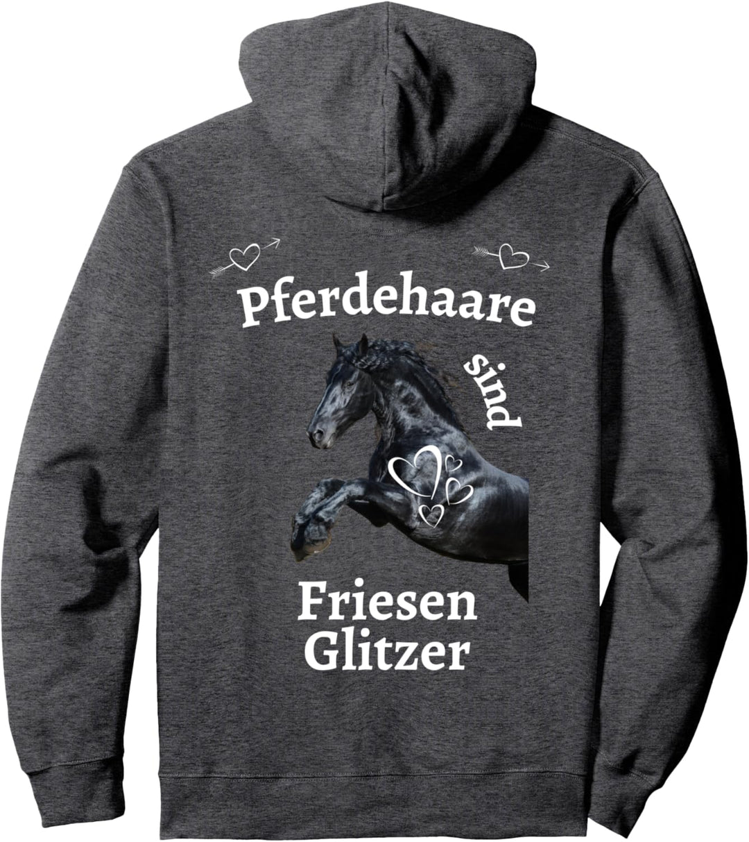 Pferdehaare oder Friesen Glitzer Pferd Reiten Friesenpferd Pullover Hoodie