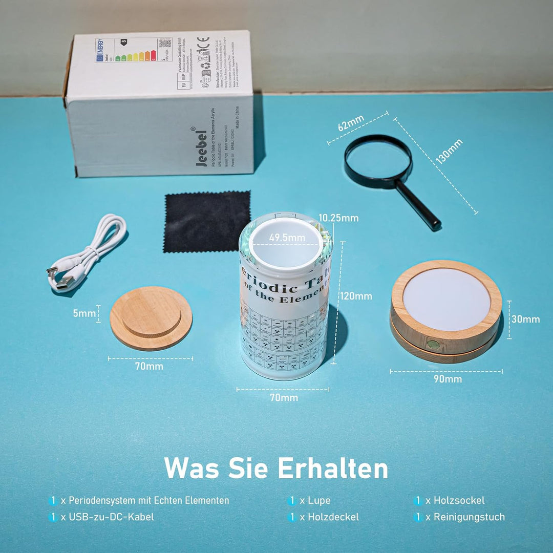 Periodensystem der Echten Elementen, Periodensystem aus Acryl der LED Tischlampe mit 83 Echten Eleme